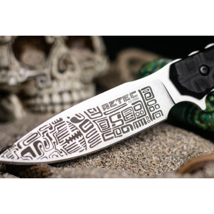 Couteau Kizlyar Aztec Lame Acier D2 Manche G10 Etui Cuir Made Russia KK0042 - Livraison Gratuite