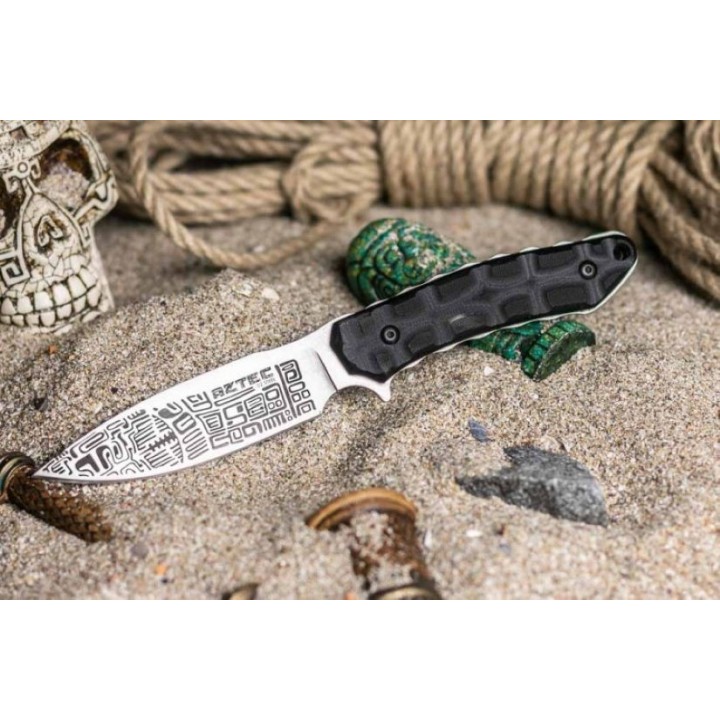 Couteau Kizlyar Aztec Lame Acier D2 Manche G10 Etui Cuir Made Russia KK0042 - Livraison Gratuite