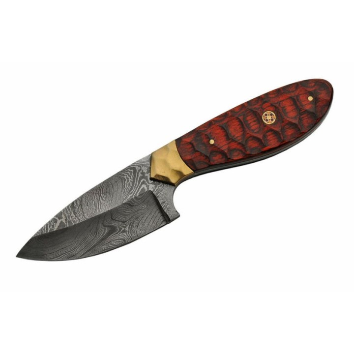 Couteau de Chasse Damas 256 Couches Mosaic Hunter Manche Bois Etui Cuir DM1200 - Livraison Gratuite