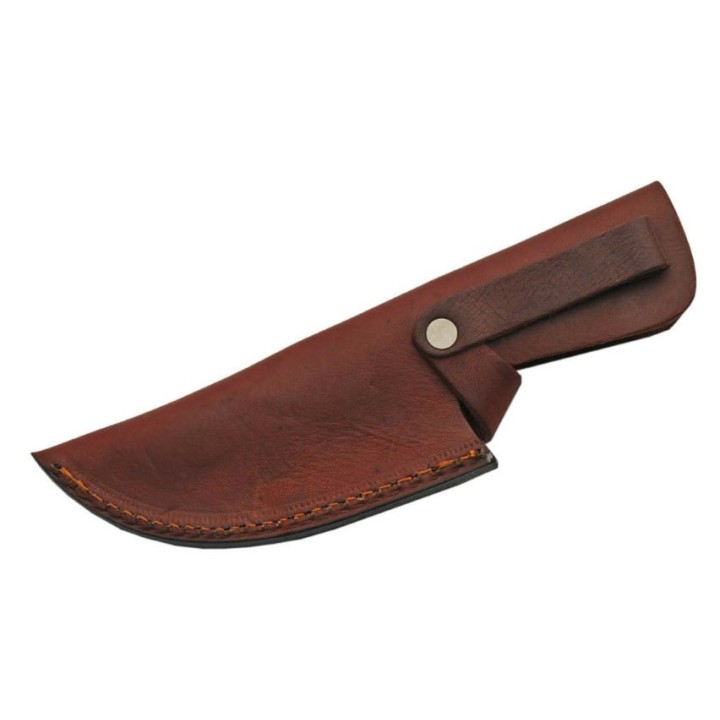 Couteau de Chasse Damas 256 Couches Mosaic Hunter Manche Bois Etui Cuir DM1200 - Livraison Gratuite