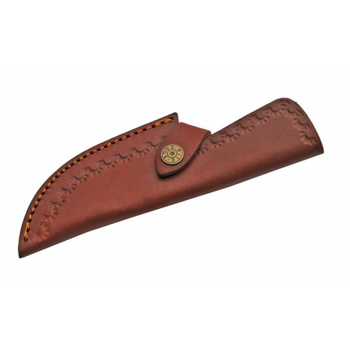 Couteau de Chasse Damas 256 Couches Mosaic Hunter Manche Bois Etui Cuir DM1200 - Livraison Gratuite