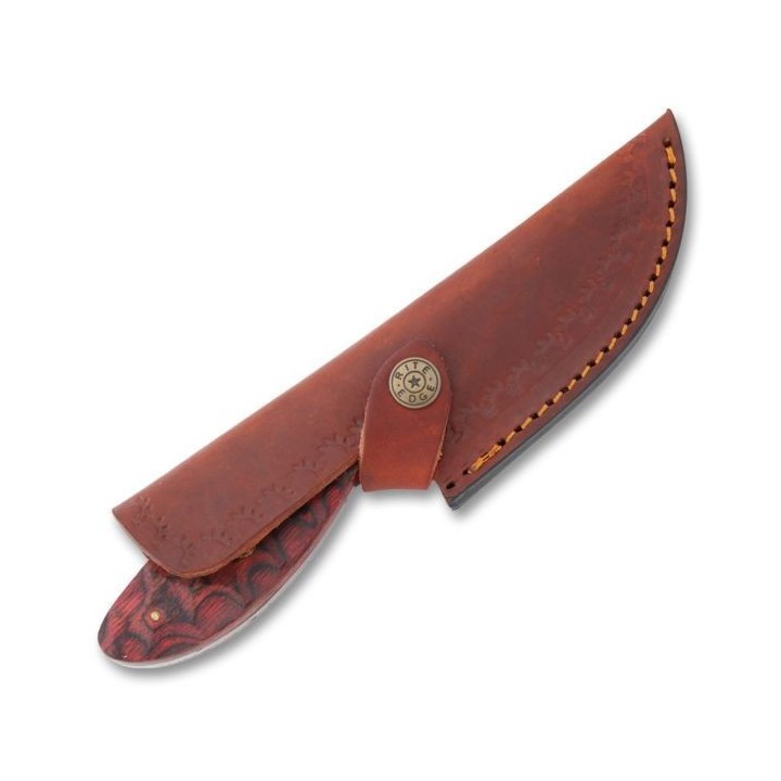 Couteau de Chasse Damas 256 Couches Mosaic Hunter Manche Bois Etui Cuir DM1200 - Livraison Gratuite