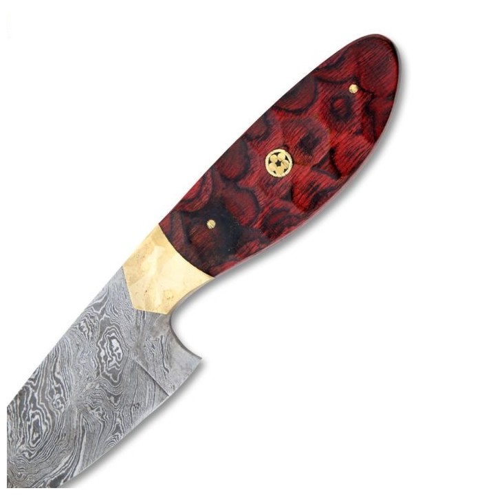 Couteau de Chasse Damas 256 Couches Mosaic Hunter Manche Bois Etui Cuir DM1200 - Livraison Gratuite
