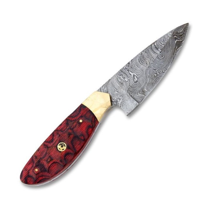 Couteau de Chasse Damas 256 Couches Mosaic Hunter Manche Bois Etui Cuir DM1200 - Livraison Gratuite