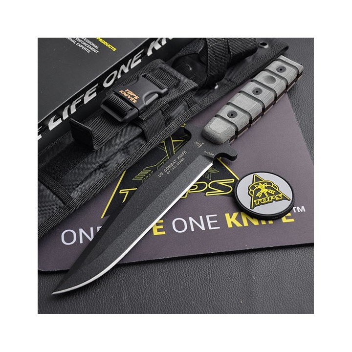 Couteau De Combat Tops US Combat Knife Acier Carbone 1095 Manche Micarta Tops Knives Made In USA TPUS01 - Livraison Gratuite