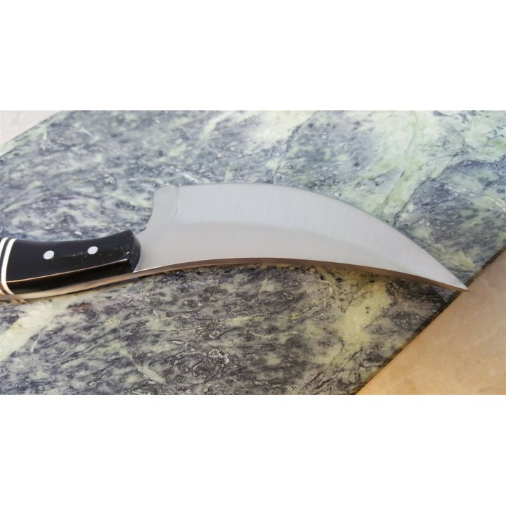 Couteau Skinner Manche Corne Lame Acier Inox Etui Cuir PA203419HN - Livraison Gratuite