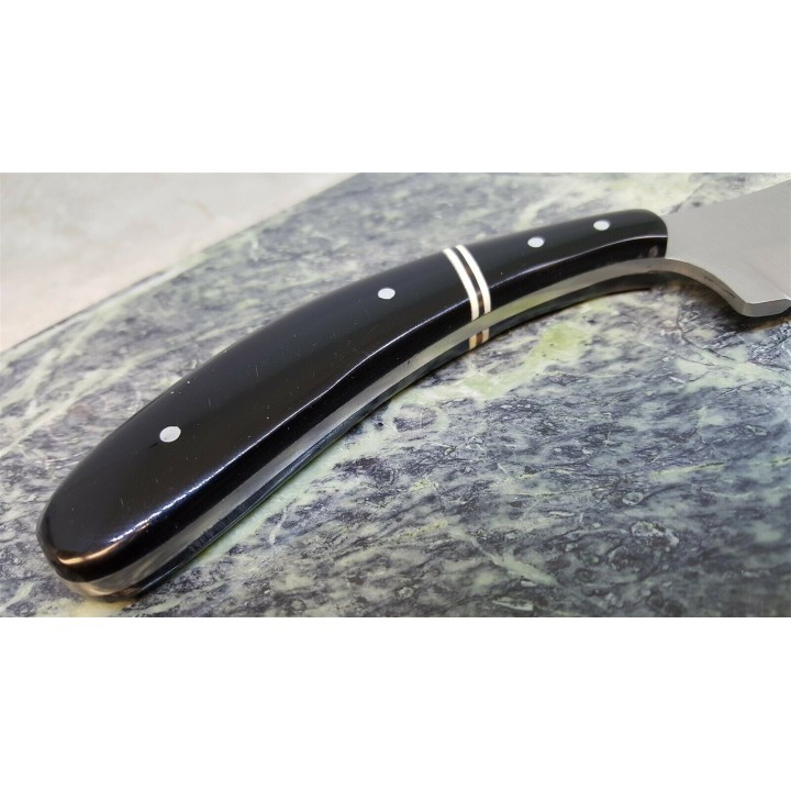 Couteau Skinner Manche Corne Lame Acier Inox Etui Cuir PA203419HN - Livraison Gratuite