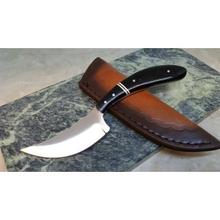 Couteau Skinner Manche Corne Lame Acier Inox Etui Cuir PA203419HN - Livraison Gratuite