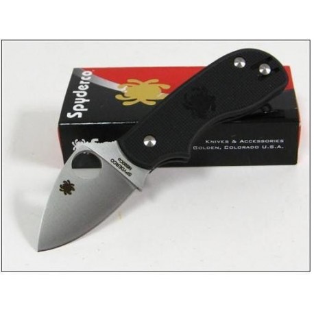 Couteau SPYDERCO SQUEAK Black FRN Plain Folding Knife Acier N690CO Made In Italy SC154PBK