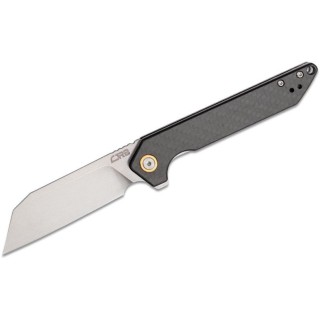 Couteau CJRB Rampart Carbon Fibber Lame Acier D2 Stonewash Manche Fibre de Carbone Linerlock Clip J1907CF - Livraison Gratuite