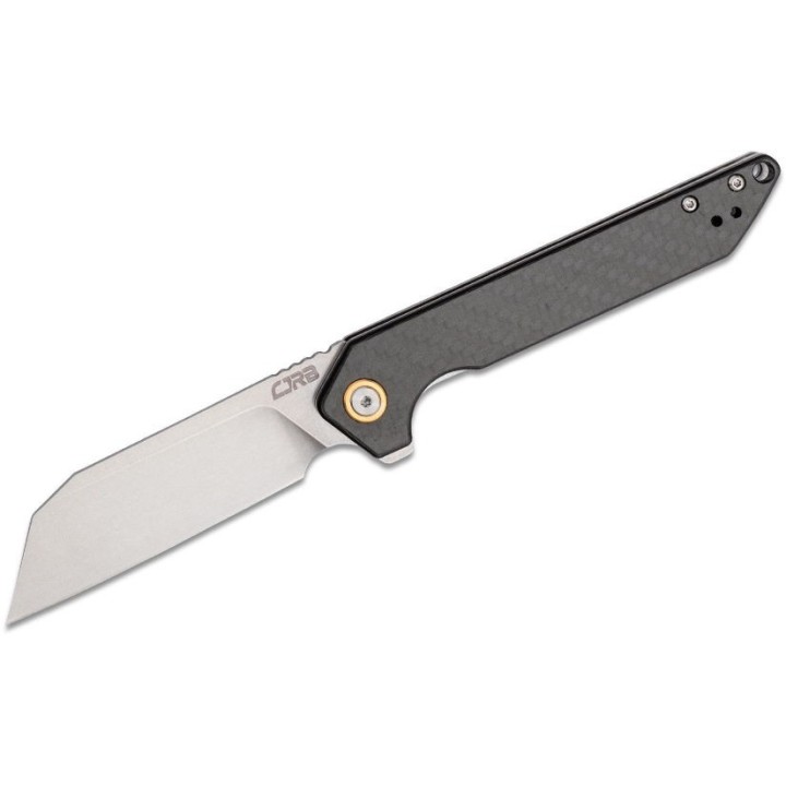 Couteau CJRB Rampart Carbon Fibber Lame Acier D2 Stonewash Manche Fibre de Carbone Linerlock Clip J1907CF - Livraison Gratuite