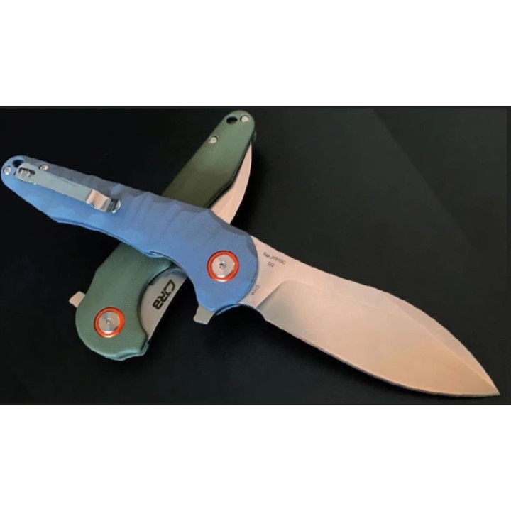 Couteau CJRB Mangrove Blue/Gray Lame Acier D2 Manche G10 Linerlock Clip J1910GYC - Livraison Gratuite