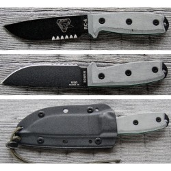 RC4S Couteau de Survie Esee Model 4 Part Carbone 1095 Serrated Manche Micarta Etui Kydex Made In USA - Livraison Gratuite