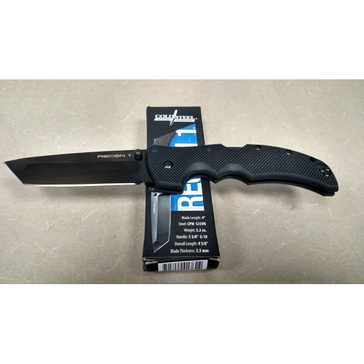 Couteau Cold Steel Recon 1 Tanto S35VN  Manche Black G-10 Lame Acier CPM-S35VN Tri-Ad Lock CS27BT - Livraison Gratuite 