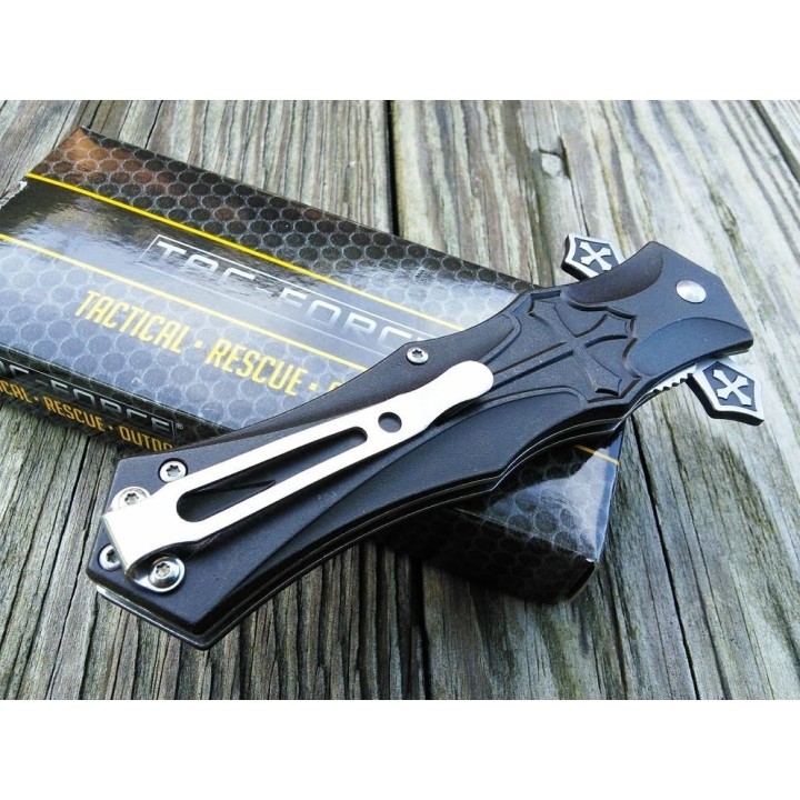 Couteau Tac Force A/O Gothique Celtic Cross Lame Acier 440 Manche Aluminium TF817BK - Livraison Gratuite