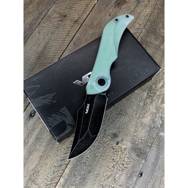 Couteau VDK Knives Blue Jade Talisman Lame Acier D2 Manche G-10 Linerlock Clip VDK028 - Livraison Gratuite