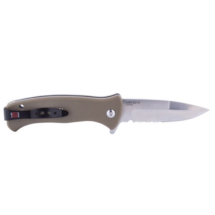 Couteau Al Mar SERE 2020 Linerlock A/O Lame Acier 8Cr13MoV Manche Tan FRN Clip AMK2213 - Livraison Gratuite