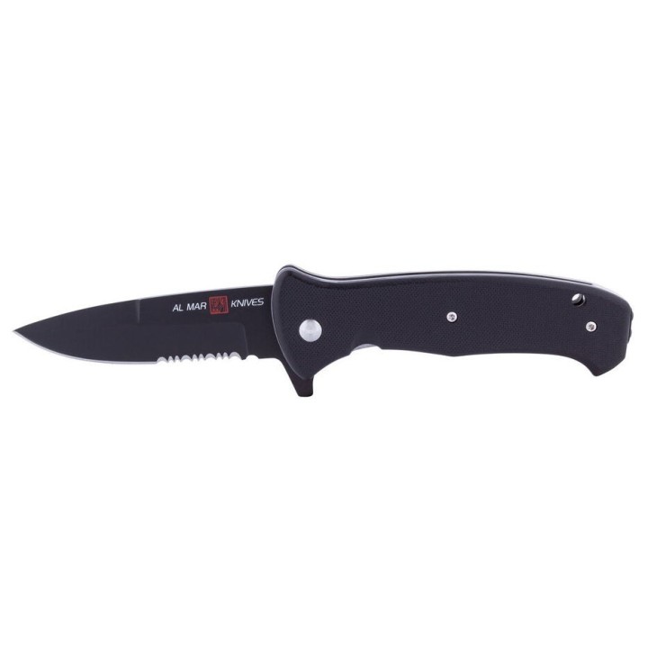 Couteau Al Mar SERE 2020 Linerlock A/O Lame Acier D2 Serr Manche Black FRN Clip AMK2207 - Livraison Gratuite