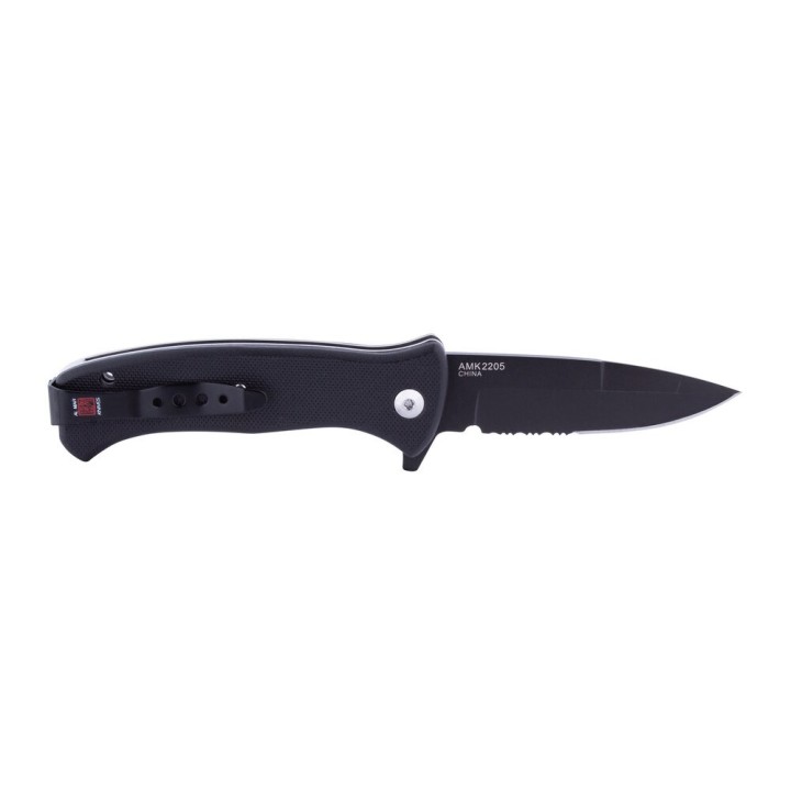 Couteau Al Mar SERE 2020 Linerlock A/O Lame Acier D2 Serr Manche Black G10 Clip AMK2205 - Livraison Gratuite
