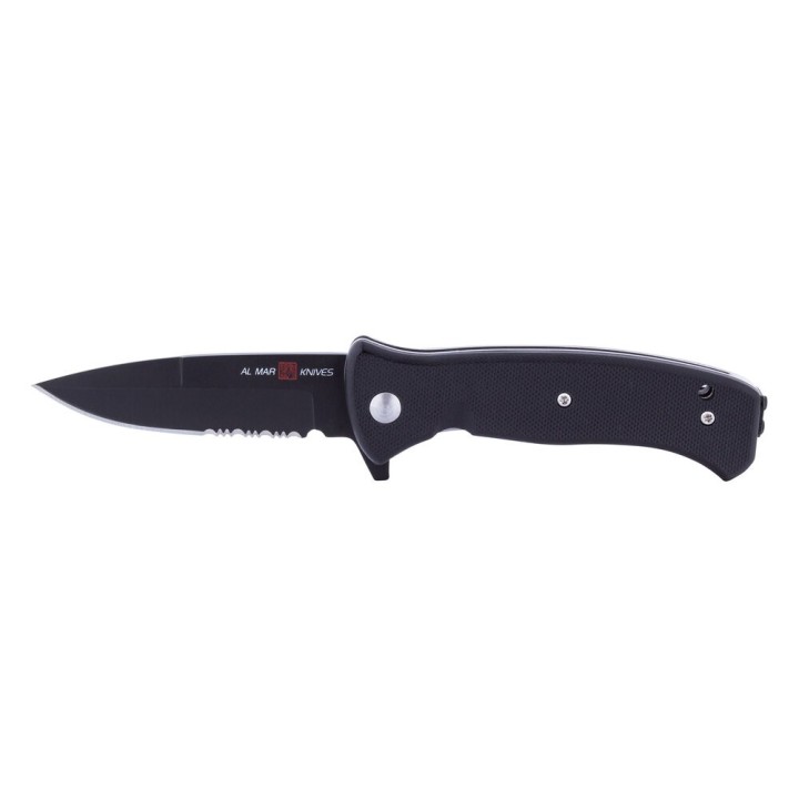 Couteau Al Mar SERE 2020 Linerlock A/O Lame Acier D2 Serr Manche Black G10 Clip AMK2205 - Livraison Gratuite