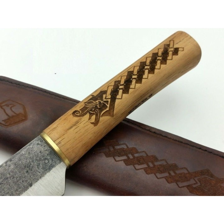 Couteau Condor Norse Dragon Seax Lame Acier Carbone 1095 Manche Bois Etui Cuir Made El Salvador CTK102470HC - Livraison Gratuite