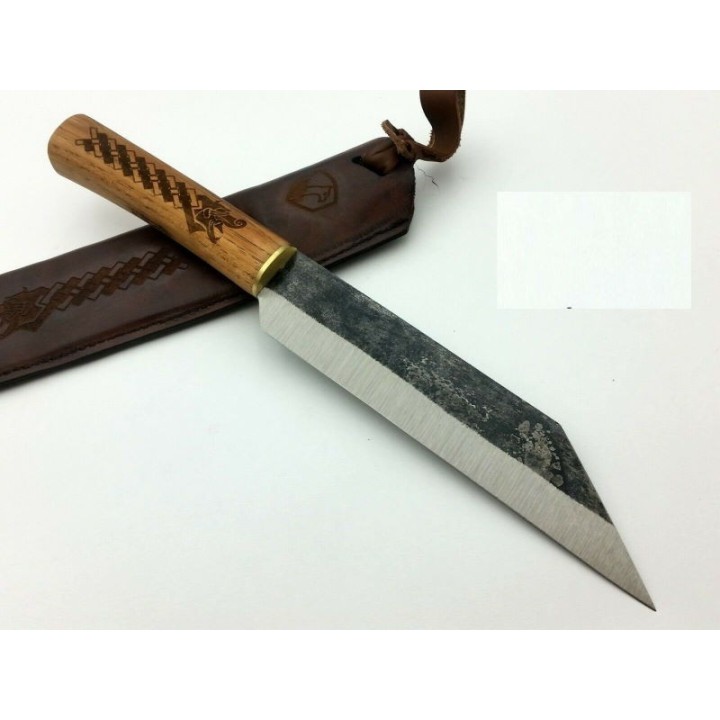 Couteau Condor Norse Dragon Seax Lame Acier Carbone 1095 Manche Bois Etui Cuir Made El Salvador CTK102470HC - Livraison Gratuite