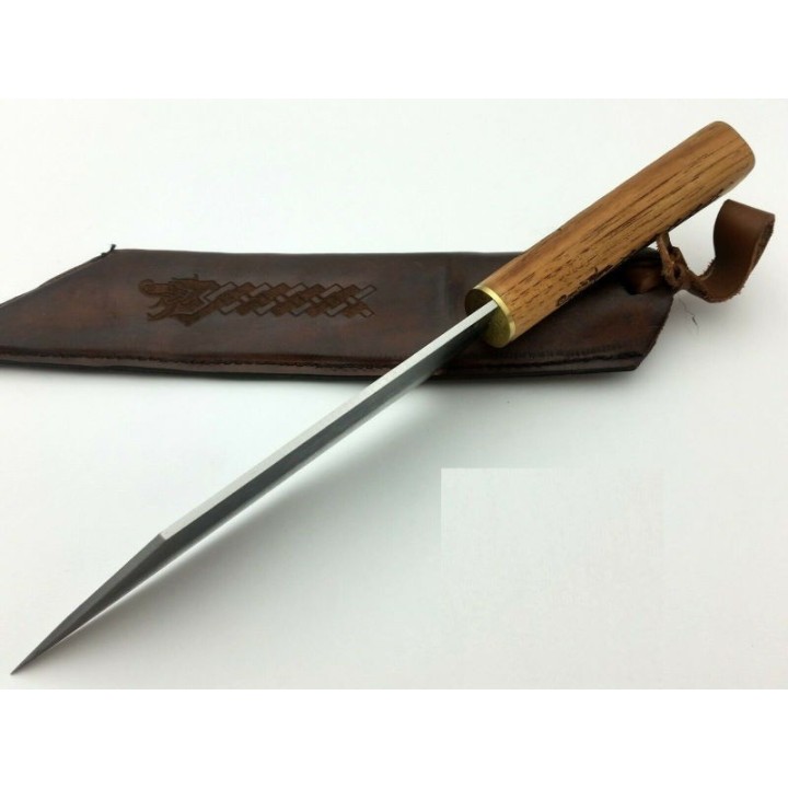 Couteau Condor Norse Dragon Seax Lame Acier Carbone 1095 Manche Bois Etui Cuir Made El Salvador CTK102470HC - Livraison Gratuite