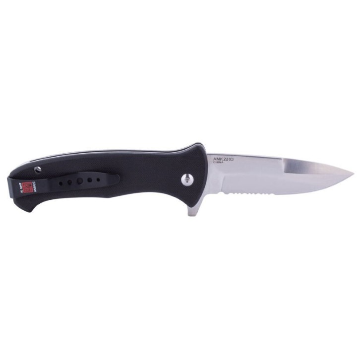 Couteau Al Mar SERE 2020 Linerlock A/O Lame Acier D2 Serr Manche Black FRN AMK2203 - Livraison Gratuite