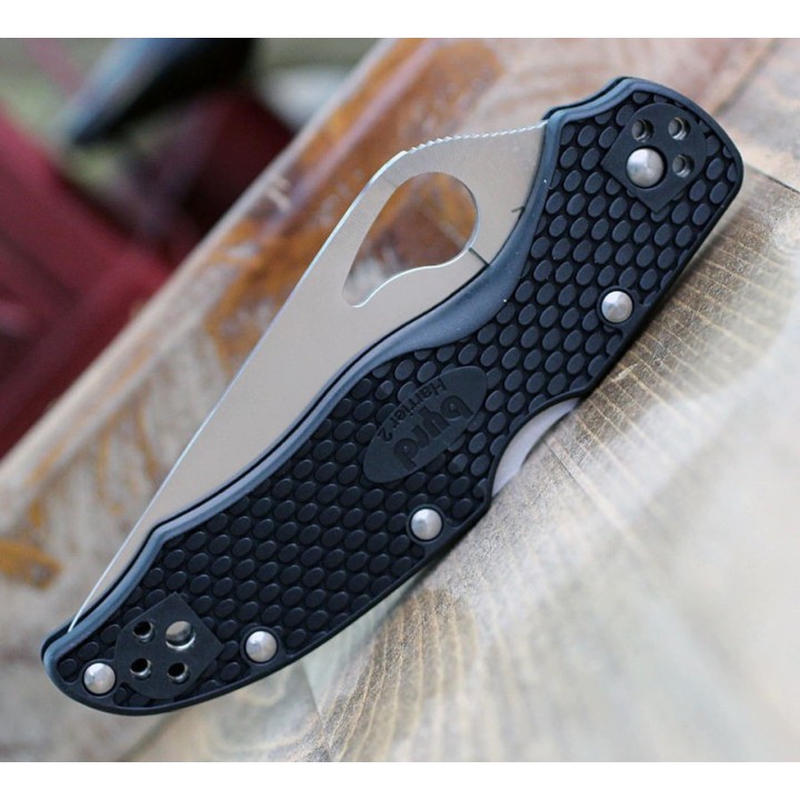 Couteau Spyderco Byrd Harrier 2 Lame Acier 8Cr13MoV Manche FRN Lockback Clip BY01PBK2 - Livraison Gratuite