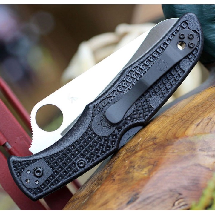 Couteau Spyderco SALT 2 Lame Acier H1 Manche FRN Made In Japan SC91PBK2 - Livraison Gratuite