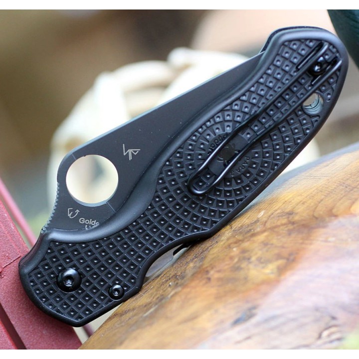 Couteau Spyderco Para 3 Serrated Lame Acier CTS BD1N Black Manche FRN Comp Lock USA SC223SBBK - Livraison Gratuite