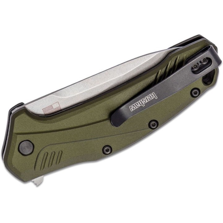 Couteau Kershaw Link Olive A/O Lame Acier CPM-20CV Manche Aluminium Linerlock USA KS1776OLSW - Livraison Gratuite