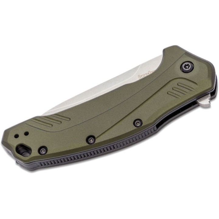 Couteau Kershaw Link Olive A/O Lame Acier CPM-20CV Manche Aluminium Linerlock USA KS1776OLSW - Livraison Gratuite