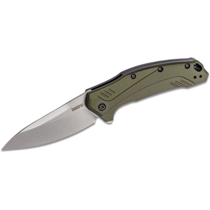 Couteau Kershaw Link Olive A/O Lame Acier CPM-20CV Manche Aluminium Linerlock USA KS1776OLSW - Livraison Gratuite