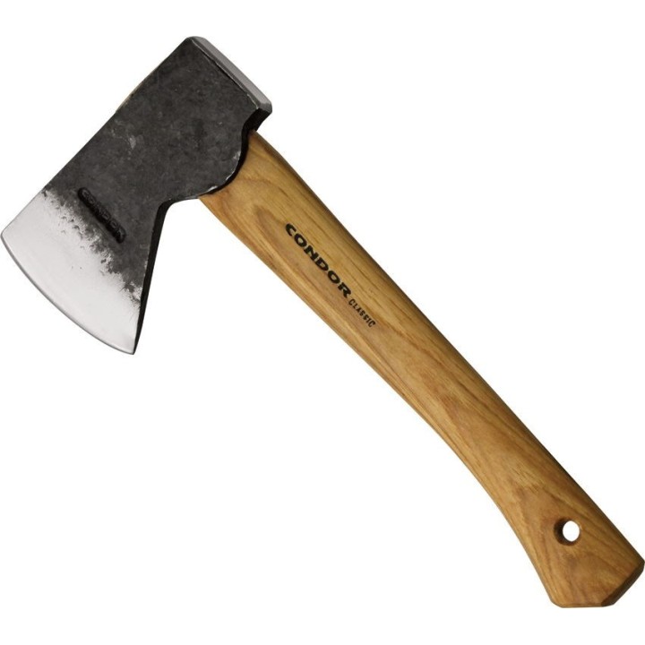 Hache Hachette Condor Scout Hatchet Lame Acier Carbone 1045 Manche Bois Etui Cuir El Salvador CTK4053C10 - Livraison Gratuite