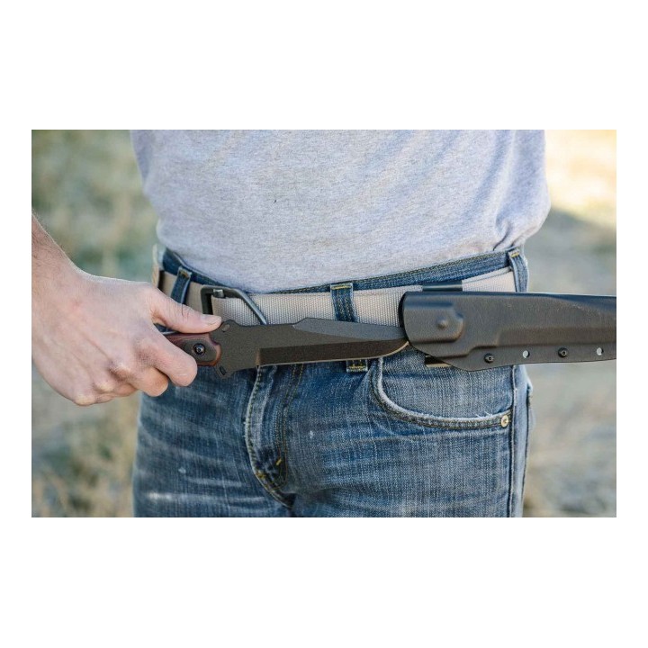 Couteau Tops Knives Black Heat Lame Acier 1095 Carbon Manche Micarta Etui Kydex Made USA TPBKHT01 - Livraison Gratuite