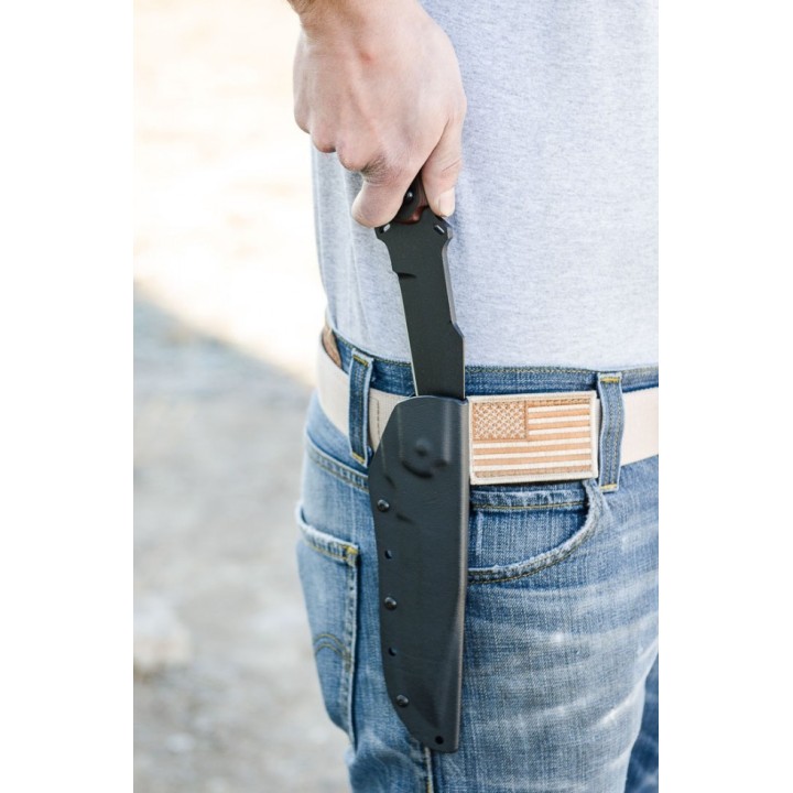 Couteau Tops Knives Black Heat Lame Acier 1095 Carbon Manche Micarta Etui Kydex Made USA TPBKHT01 - Livraison Gratuite