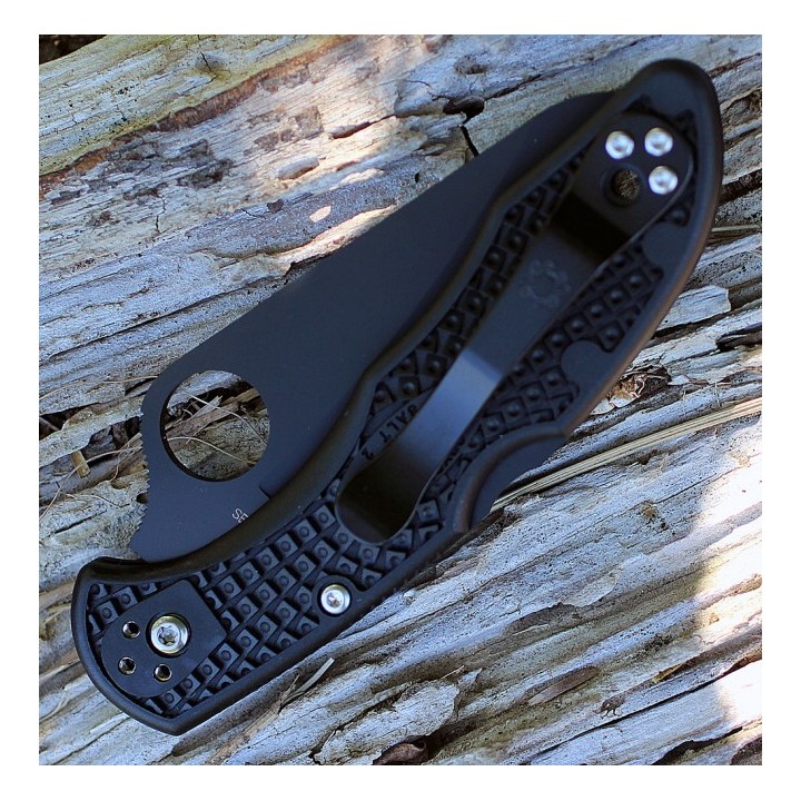 Couteau Spyderco Salt 2 Lightweight Lame Acier H1 Serrated Manche FRN Lockback Made Japan SC88SBBK2 - Livraison Gratuite