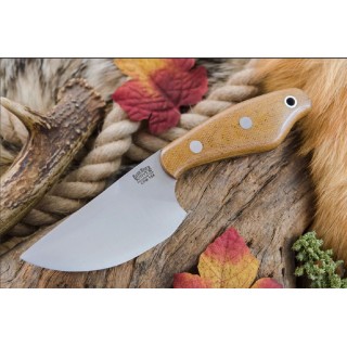 Couteau Bark River Skelton Occipital Natural Manche Micarta Lame Acier 154CM Etui Cuir Made USA BA10051MNC - Livraison Gratuite