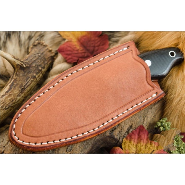 Couteau Bark River Skelton Occipital Natural Manche Micarta Lame Acier 154CM Etui Cuir Made USA BA10051MNC - Livraison Gratuite