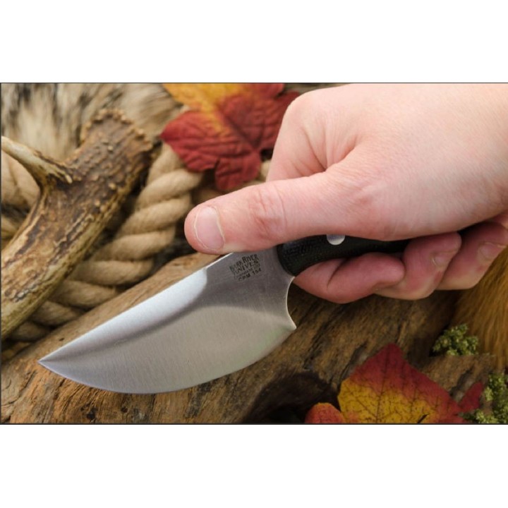 Couteau Bark River Skelton Occipital Natural Manche Micarta Lame Acier 154CM Etui Cuir Made USA BA10051MNC - Livraison Gratuite