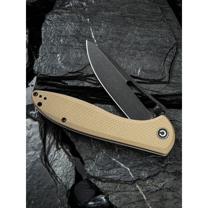 Couteau CIVIVI Picaro C916B Tan Lame Acier D2 Manche G10 Linerlock Clip CIVC916B - Livraison Gratuite