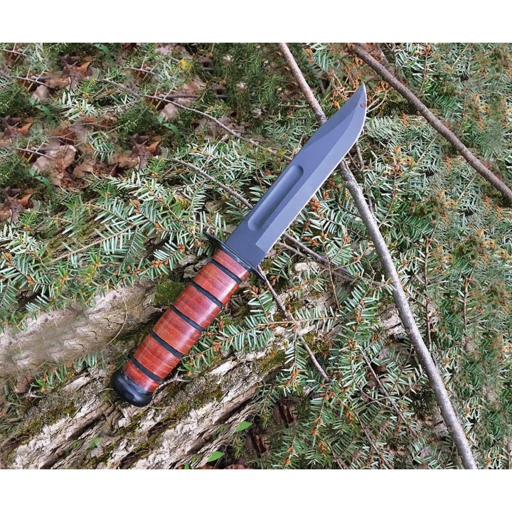 Couteau KA-BAR Single Mark Fighting/Utility Lame Acier 1095 Manche & Etui Cuir USA KA1320 - Livraison Gratuite