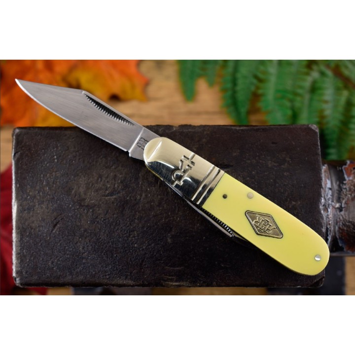 Couteau Rough Rider Barlow Classic Carbon Manche Jaune Synthétique 2 Lames Carbone RR2040 - Livraison Gratuite