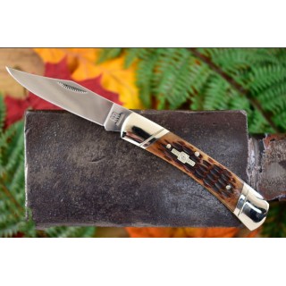 Couteau Rough Rider Amber Bone Manche Os Lame Acier 440 Lockback RR081 - Livraison Gratuite