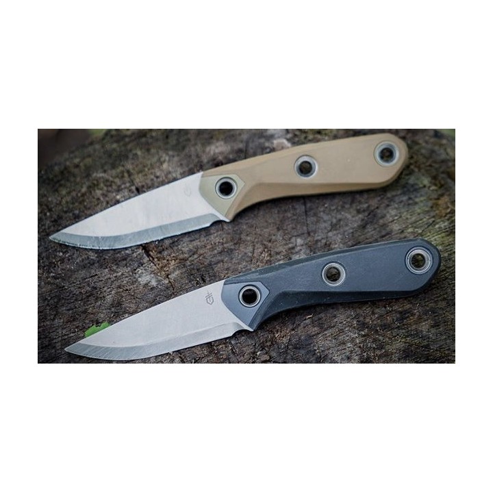 Couteau Gerber Principle Coyote Brown Lame Acier 420HC Manche Rubber Etui Polymer Made USA G1657 - Livraison Gratuite