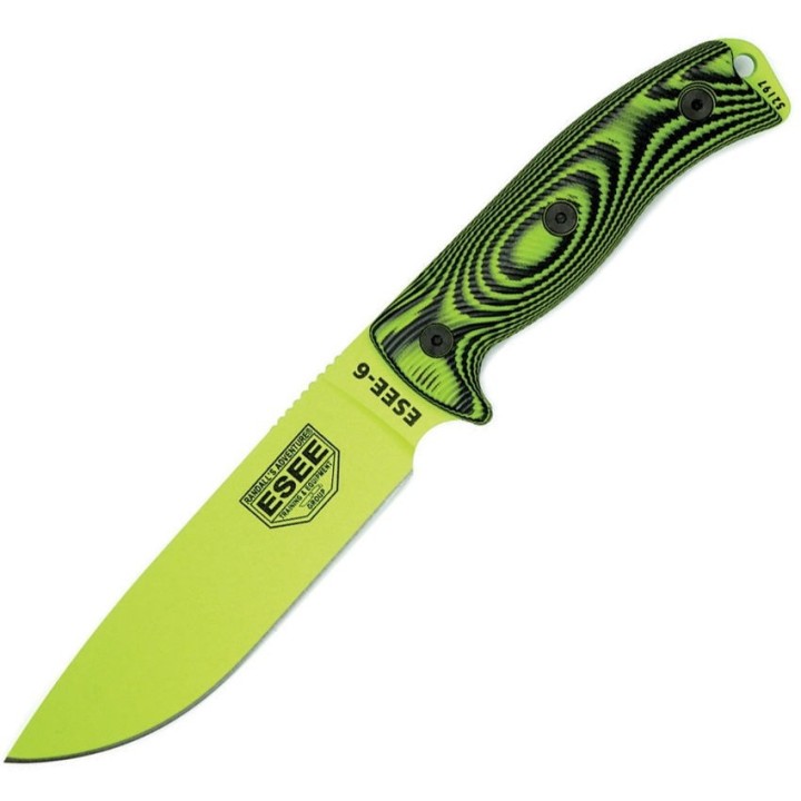 Couteau ESEE Esse-6 Venon Manche Green/Black G10 Acier Carbone 1095 Etui USA ES6PVG007 - Livraison Gratuite