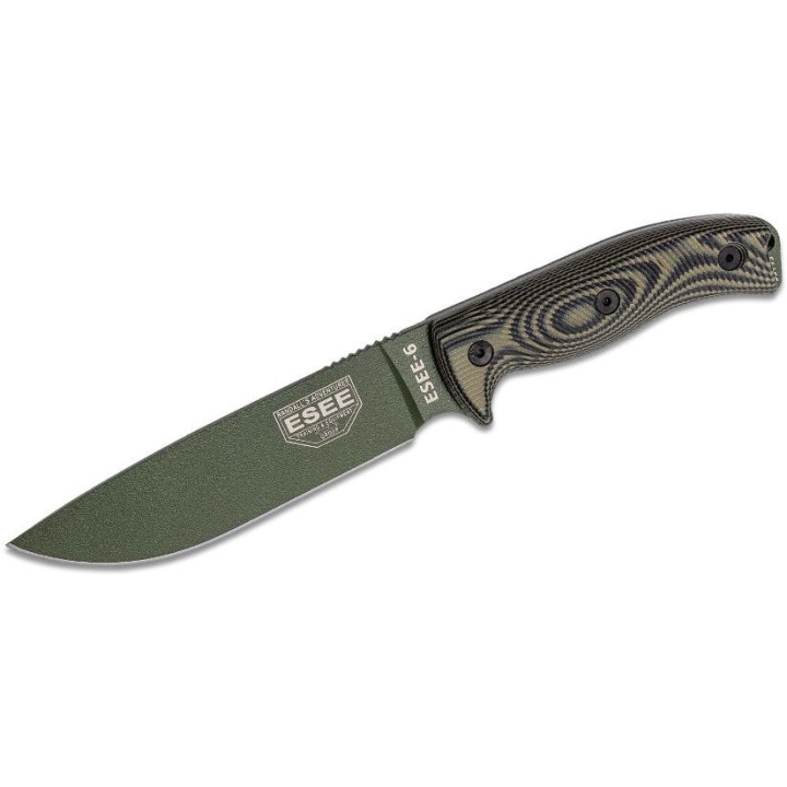 Couteau ESEE Esee-6 OD Green Manche OD Green G10 Acier Carbone 1095 Etui USA ES6POD003 - Livraison Gratuite