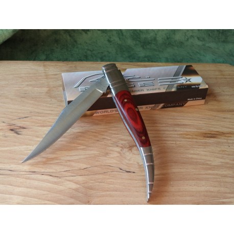 Couteau Navaja Spanish Style Lame Clip Point Acier Inox Manche Bois de Rose Slipjoint CN2106635 - Livraison Gratuite