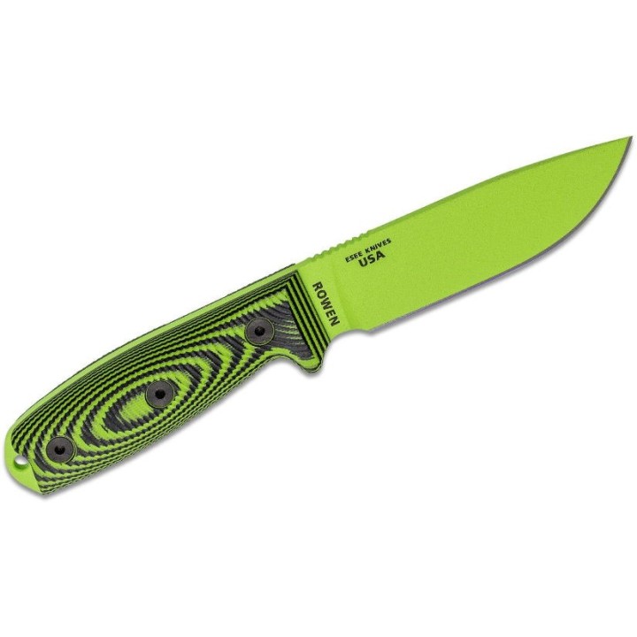 Couteau ESEE Esee-4 Venon Green Manche Neon/Black G10 Acier Carbone 1095 Etui Plastic USA ES4PVG007 - Livraison Gratuite